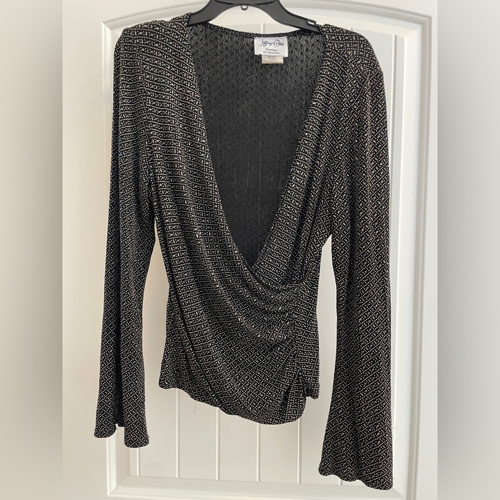 Black Asymmetrical Long Sleeve Blouse